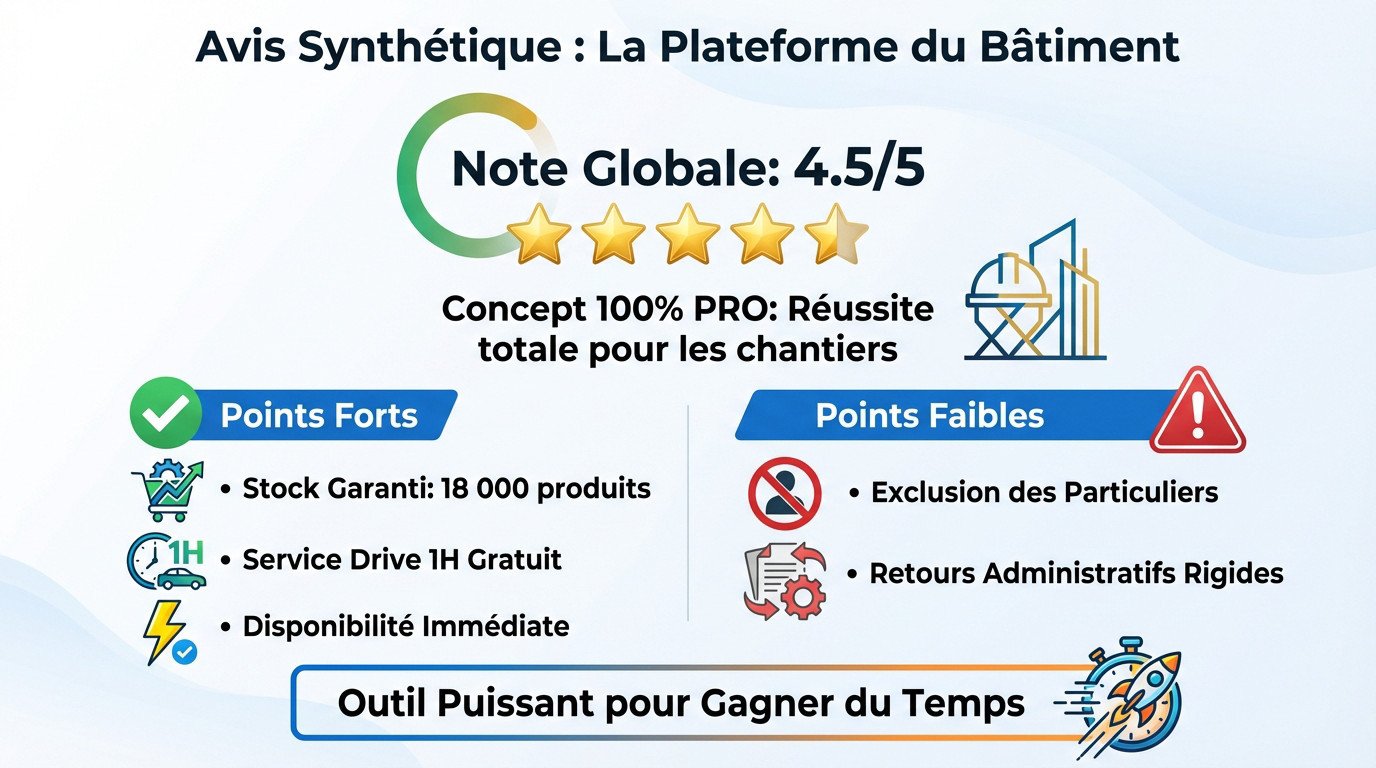 Synthèse des avis clients et services de La Plateforme du Bâtiment
