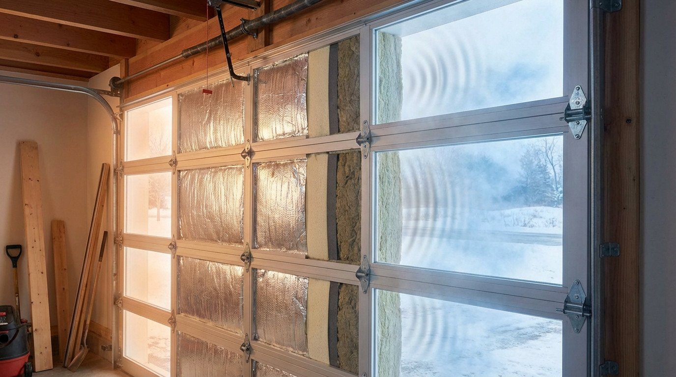 Schéma illustrant le confort thermique après isolation d'une porte de garage