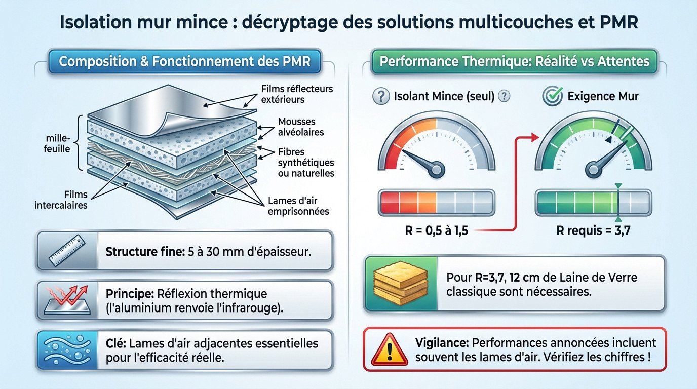 Isolation mur intérieur mince avec isolant multicouche réfléchissant