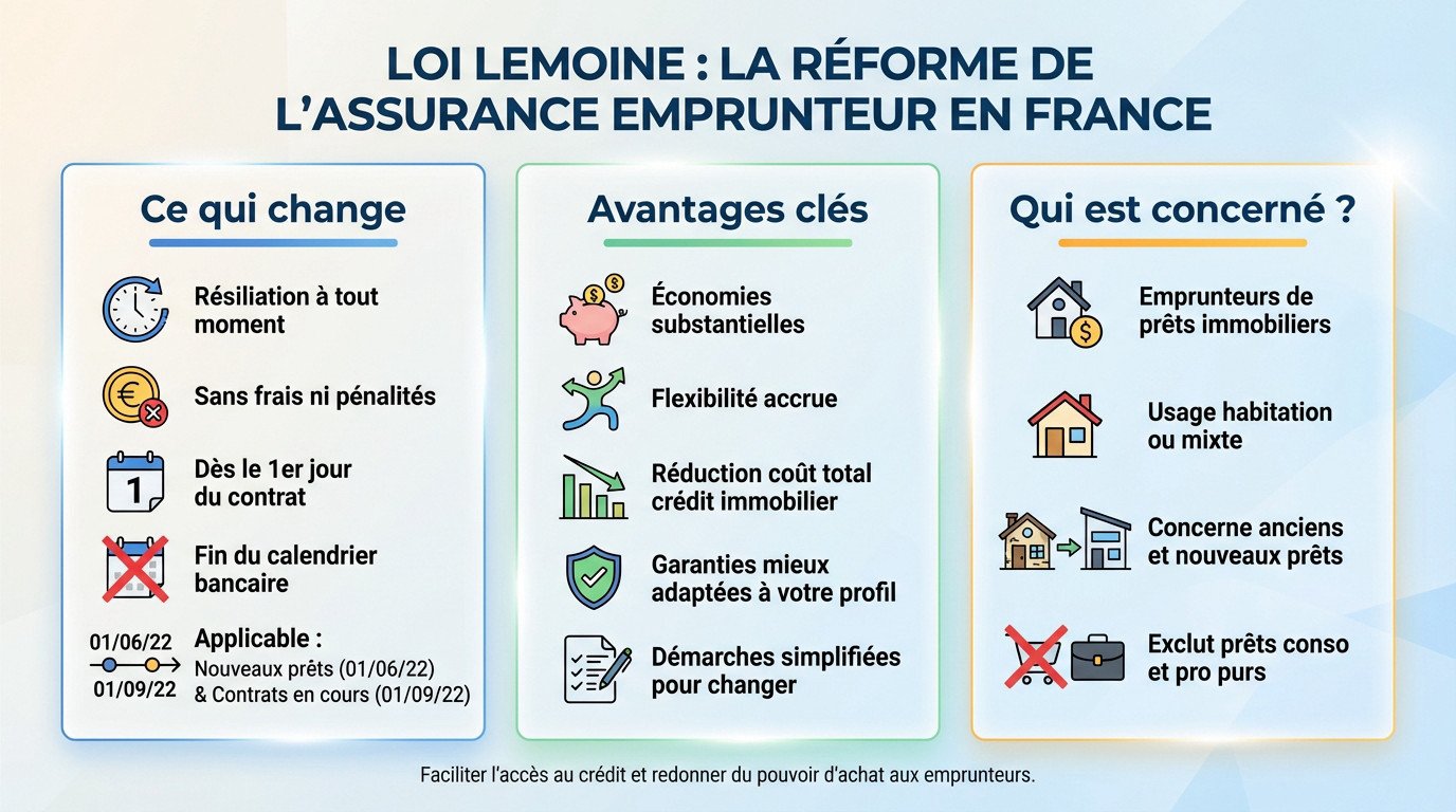 Illustration de la loi Lemoine assurance emprunteur et la <strong>résiliation infra-annuelle</strong>