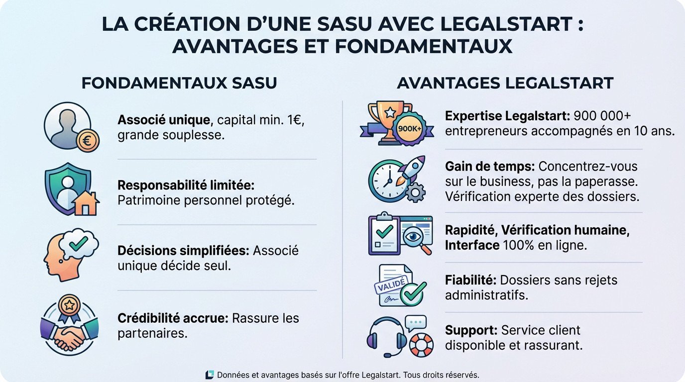 Fondamentaux et avantages de la création d'une SASU avec Legalstart