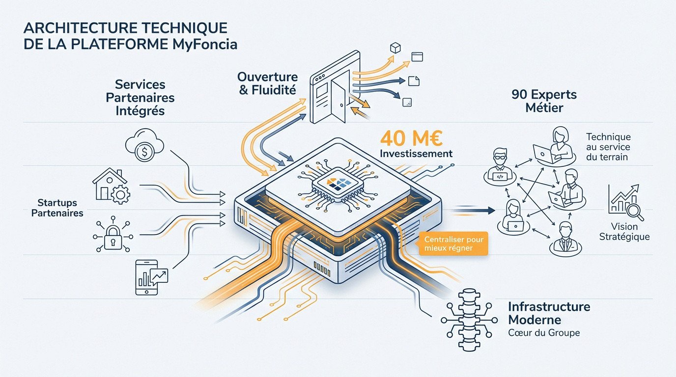 Schéma de l'architecture technique et digitale de la plateforme MyFoncia