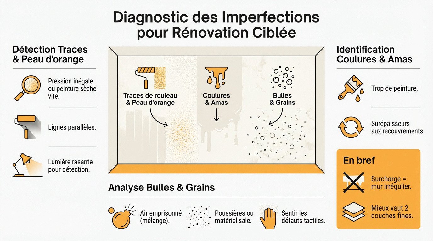 Analyse visuelle des défauts de peinture sur un mur intérieur