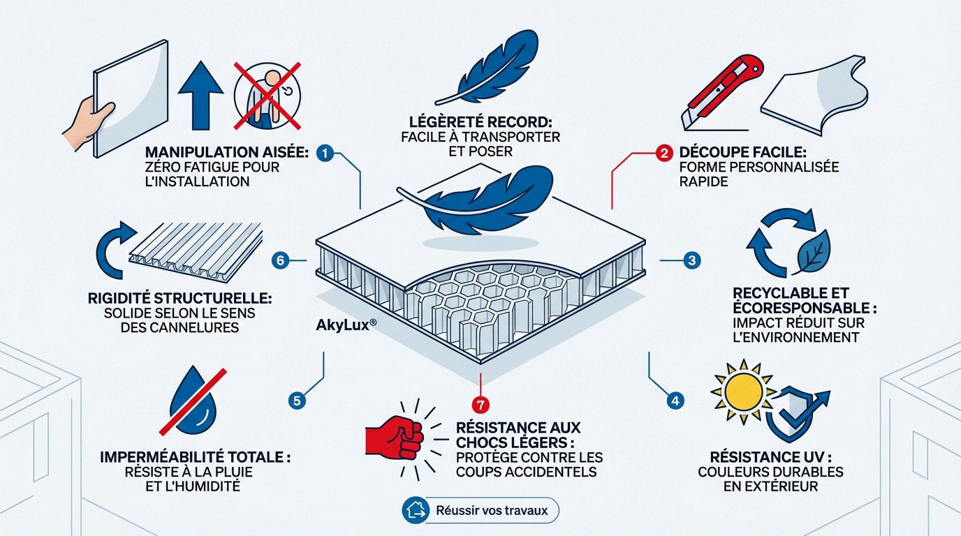 Panneau immobilier en polypropylène alvéolaire AkyLux résistant aux intempéries