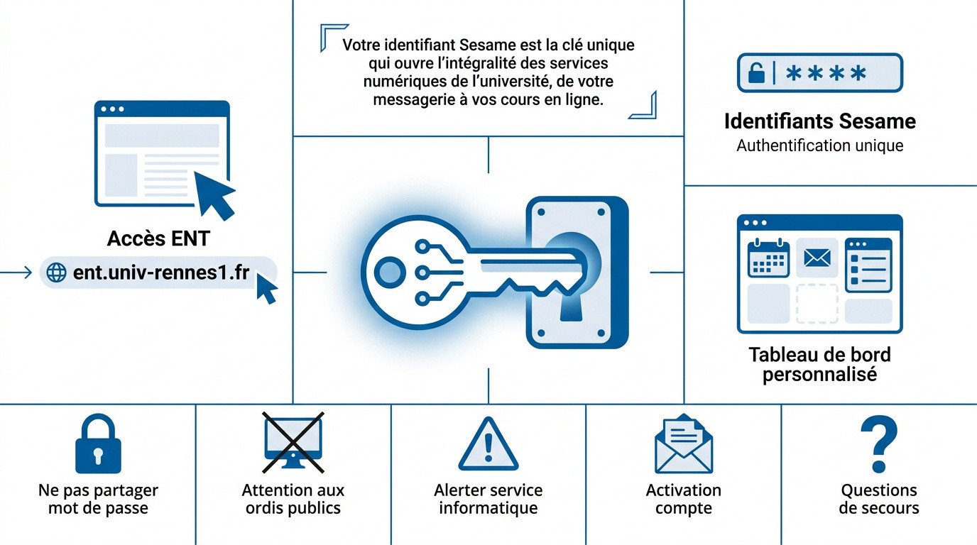 Schéma du processus d'authentification sécurisée Sesame pour l'ENT Rennes 1