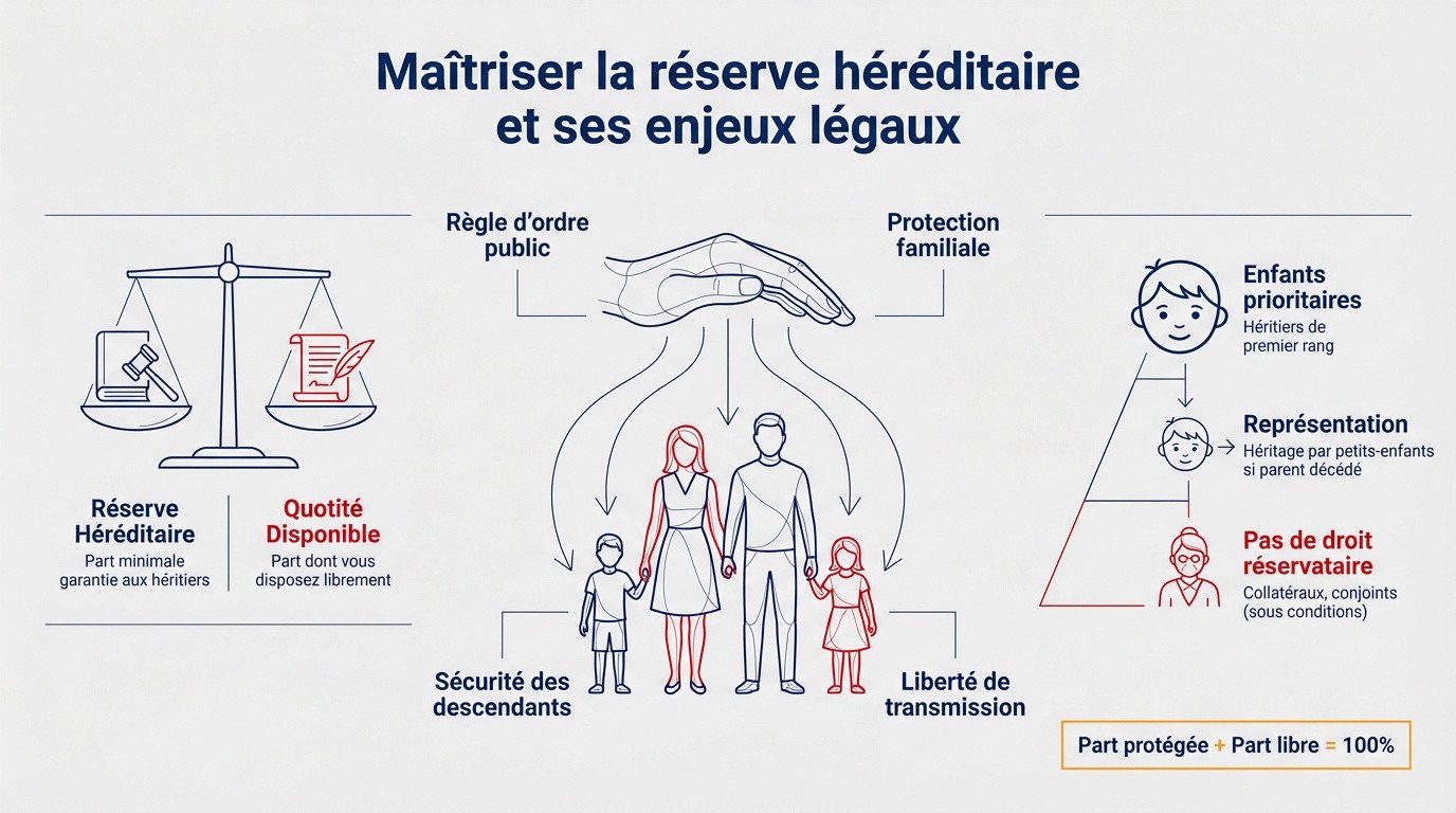 Représentation graphique de la répartition entre réserve héréditaire et quotité disponible