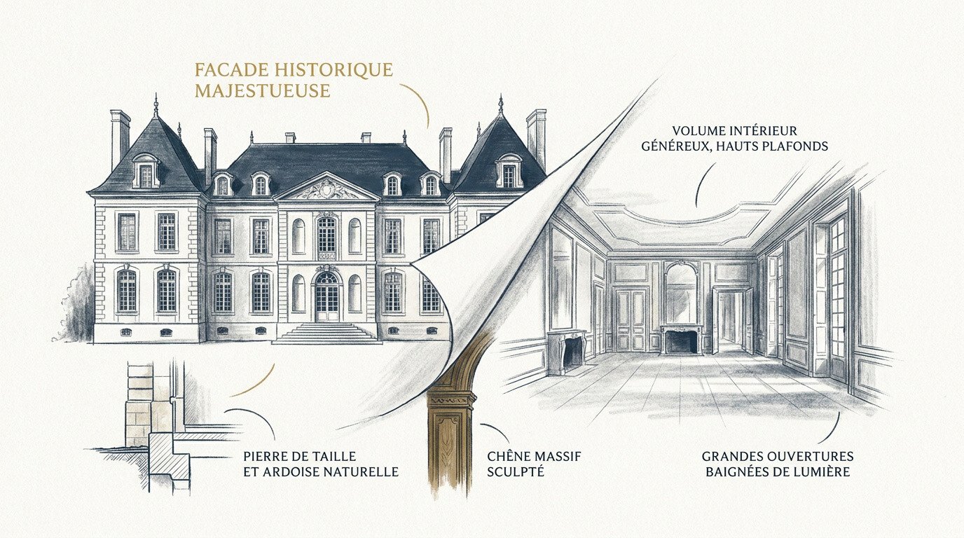 Élégance architecturale d'une demeure historique en pierre de taille