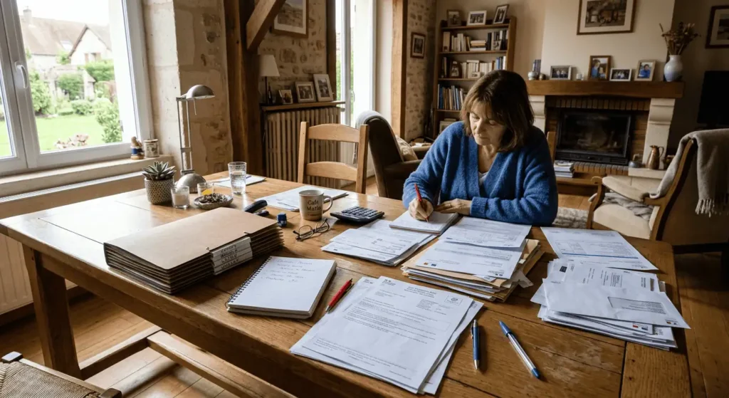 pile de papiers pour déclaration immobilière sur une table