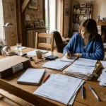 pile de papiers pour déclaration immobilière sur une table