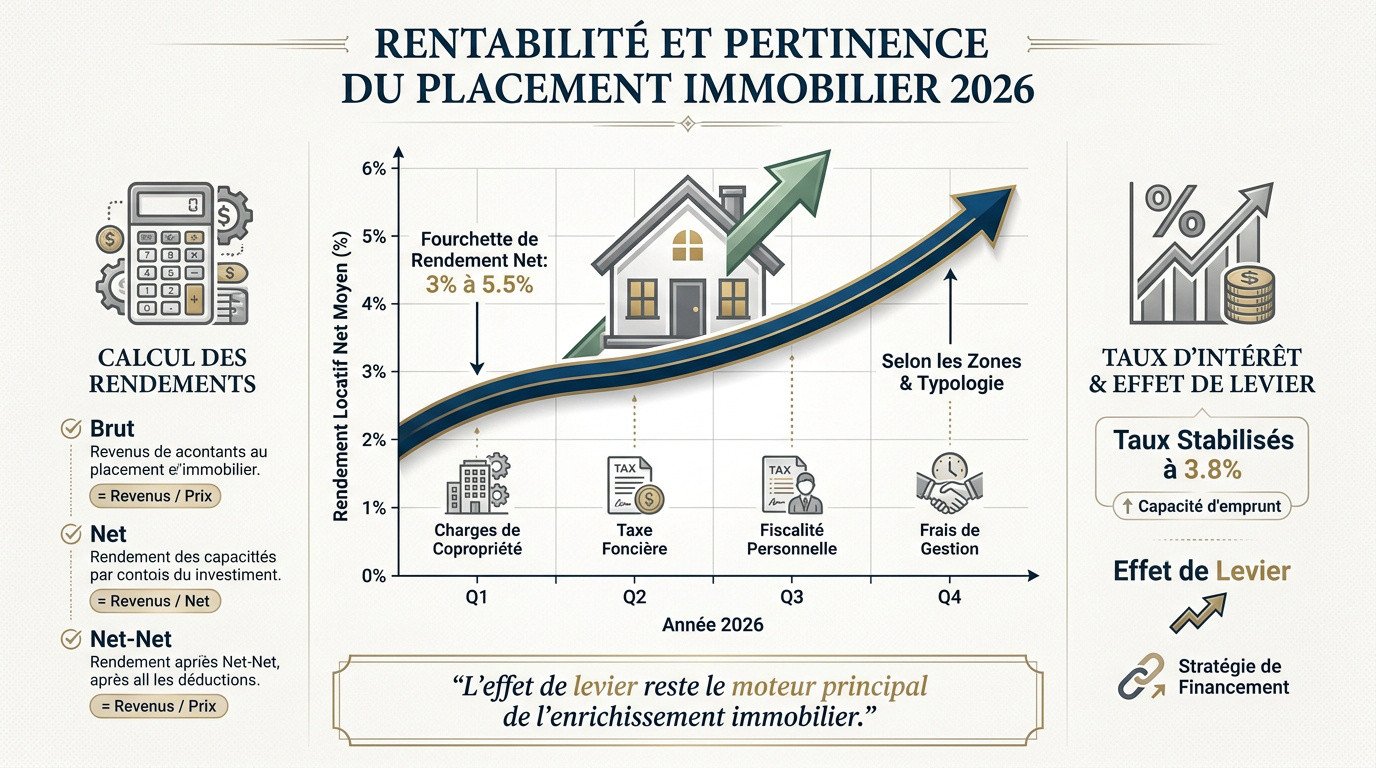Graphique de la rentabilité immobilière nette en 2026 selon les zones géographiques
