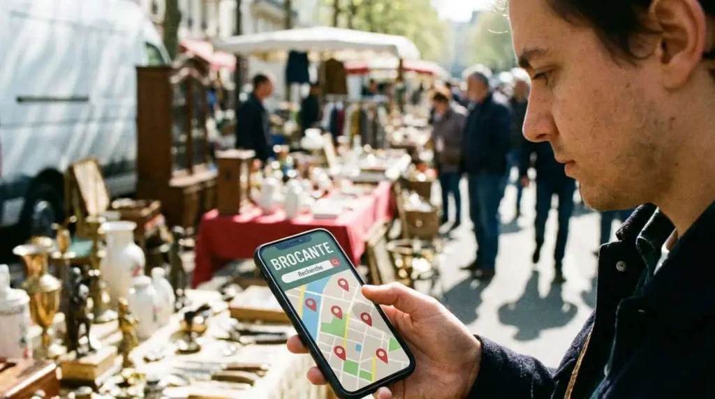 recherche vide-grenier brocabrac par département sur mobile