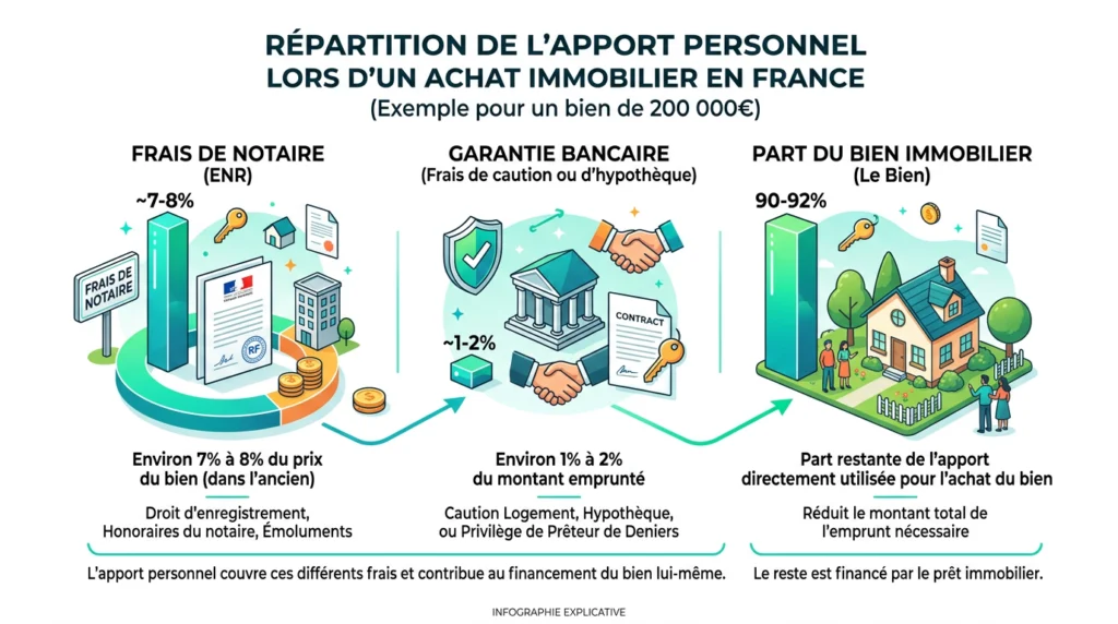 répartition apport personnel frais notaire garantie crédit immobilier