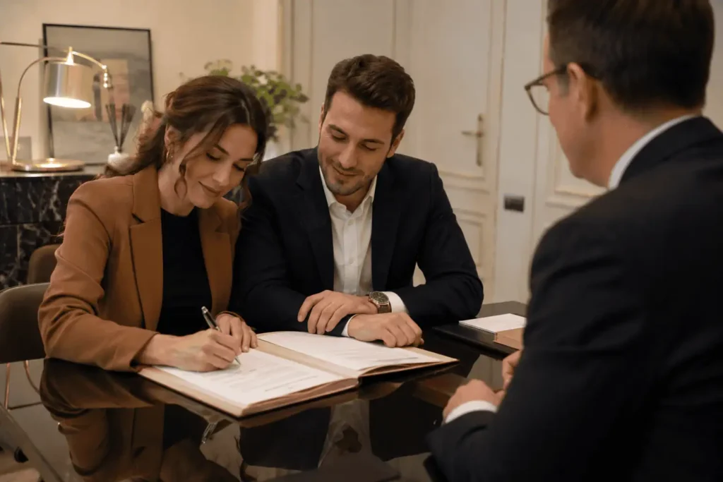 Acheter immobilier couple non marié - signature acte notarié