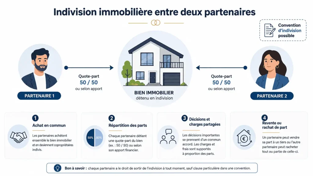Indivision immobilière couple non marié - répartition des quotes-parts