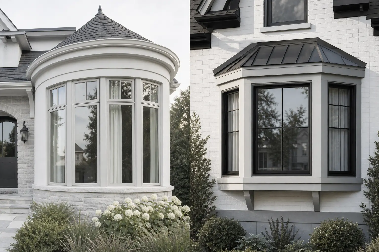 Bow window ou bay window : quelle forme choisir ? comparaison bow window et bay window sur façade de maison