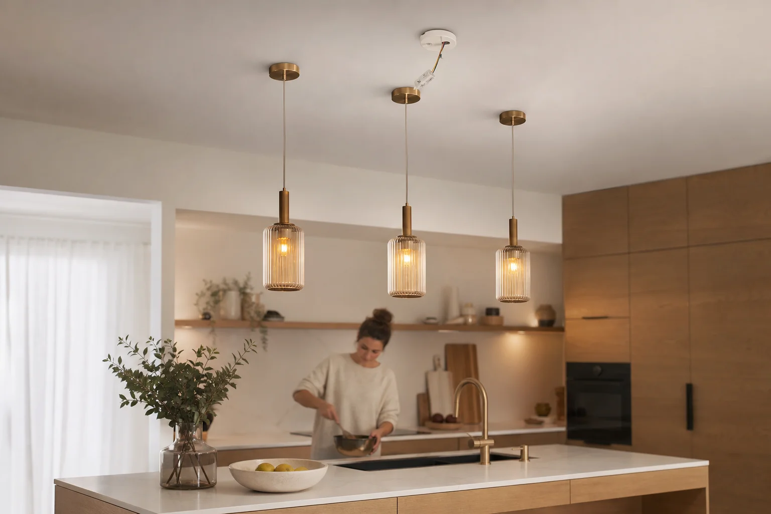 Éclairage norme électrique cuisine avec dispositif DCL au plafond