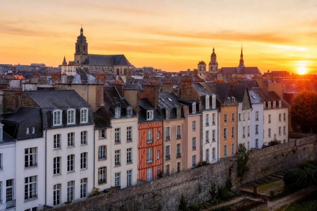 Investissement locatif rennes centre-ville historique au coucher du soleil